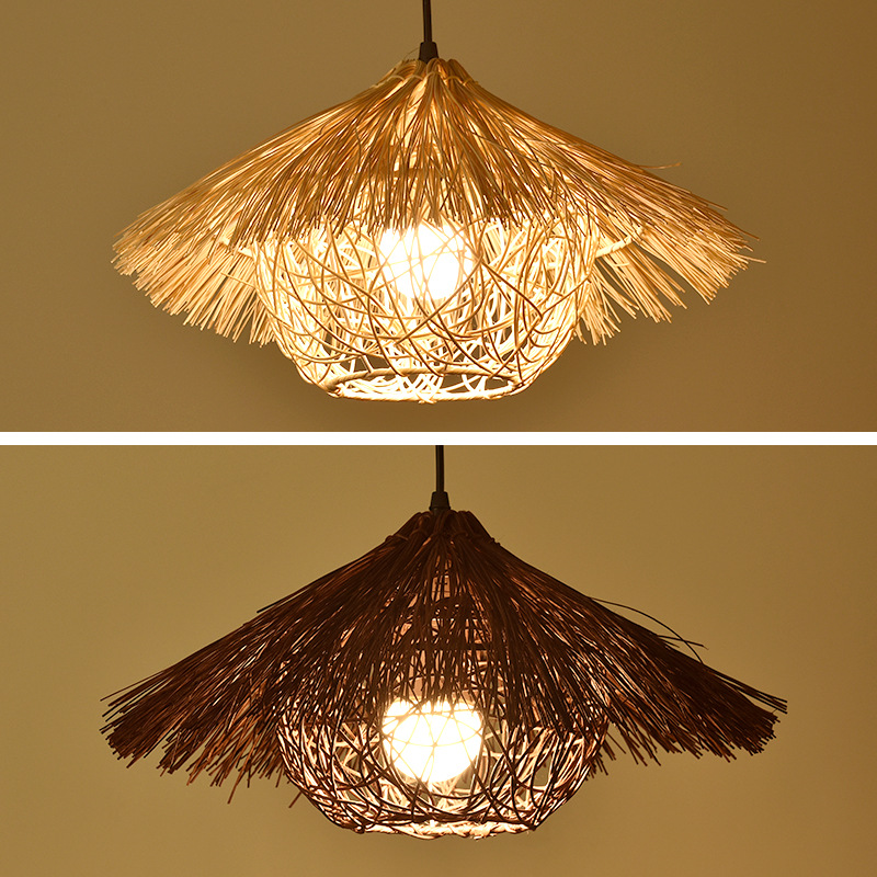 Vintage Coffee Equipment - Lampadario creativo in Rattan intrecciato personalizzato